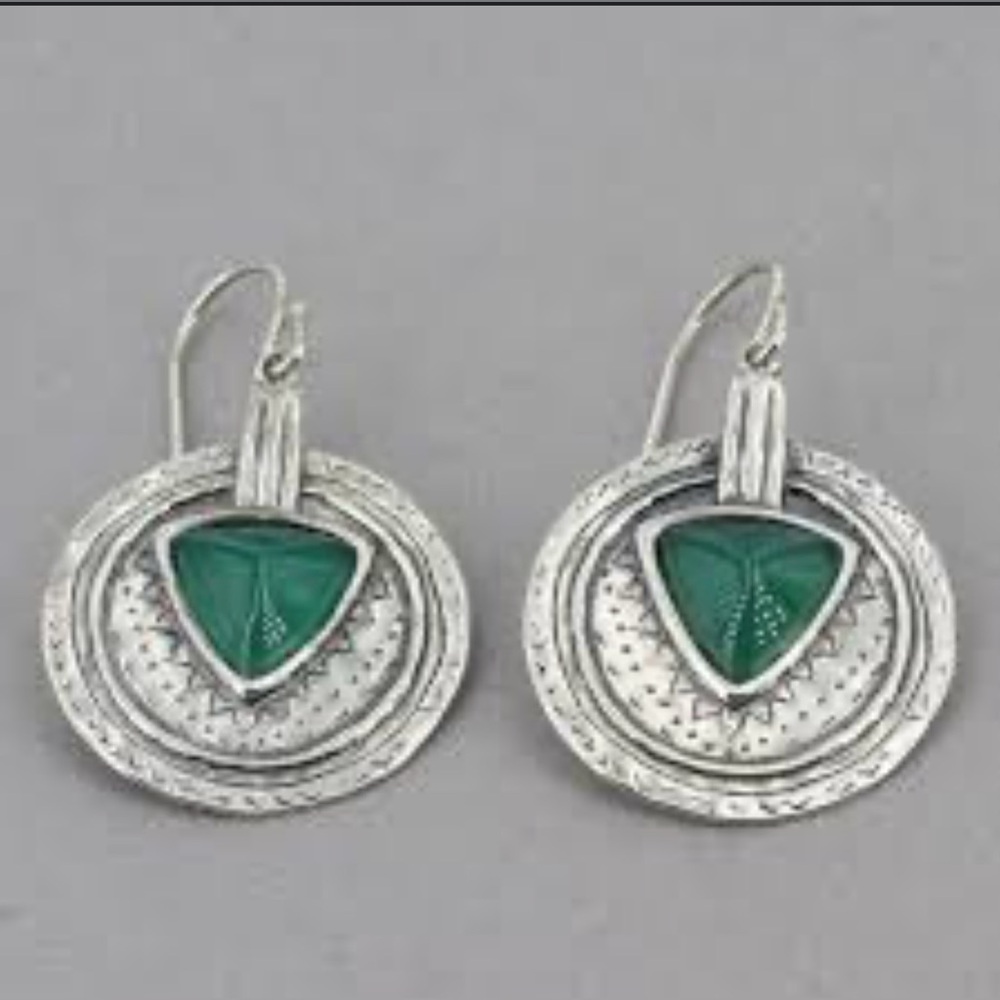 Retired Silpada 925 Sterling Silver Emerald Isle Green Agate Earrings